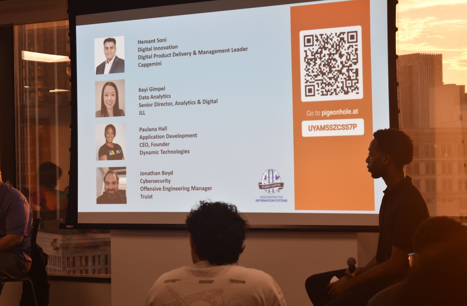 Speaker slide featuring Hemant Soni at the CIS Concentration panel event at Georgia State University