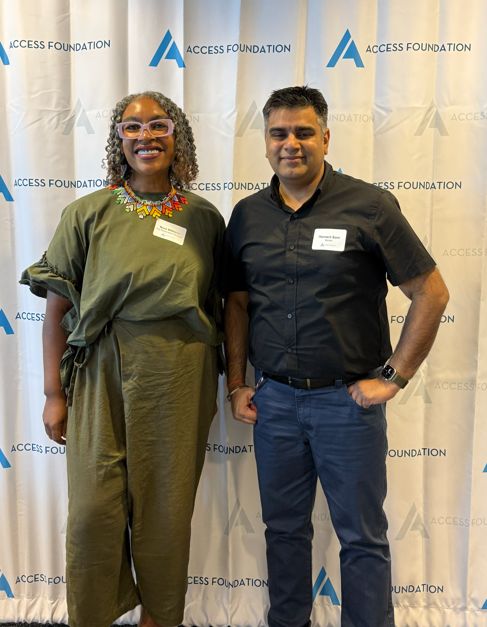 Hemant Soni with a fellow participant at the ACCESS Foundation backdrop during the TiE Atlanta ACCESS Georgia mentorship program