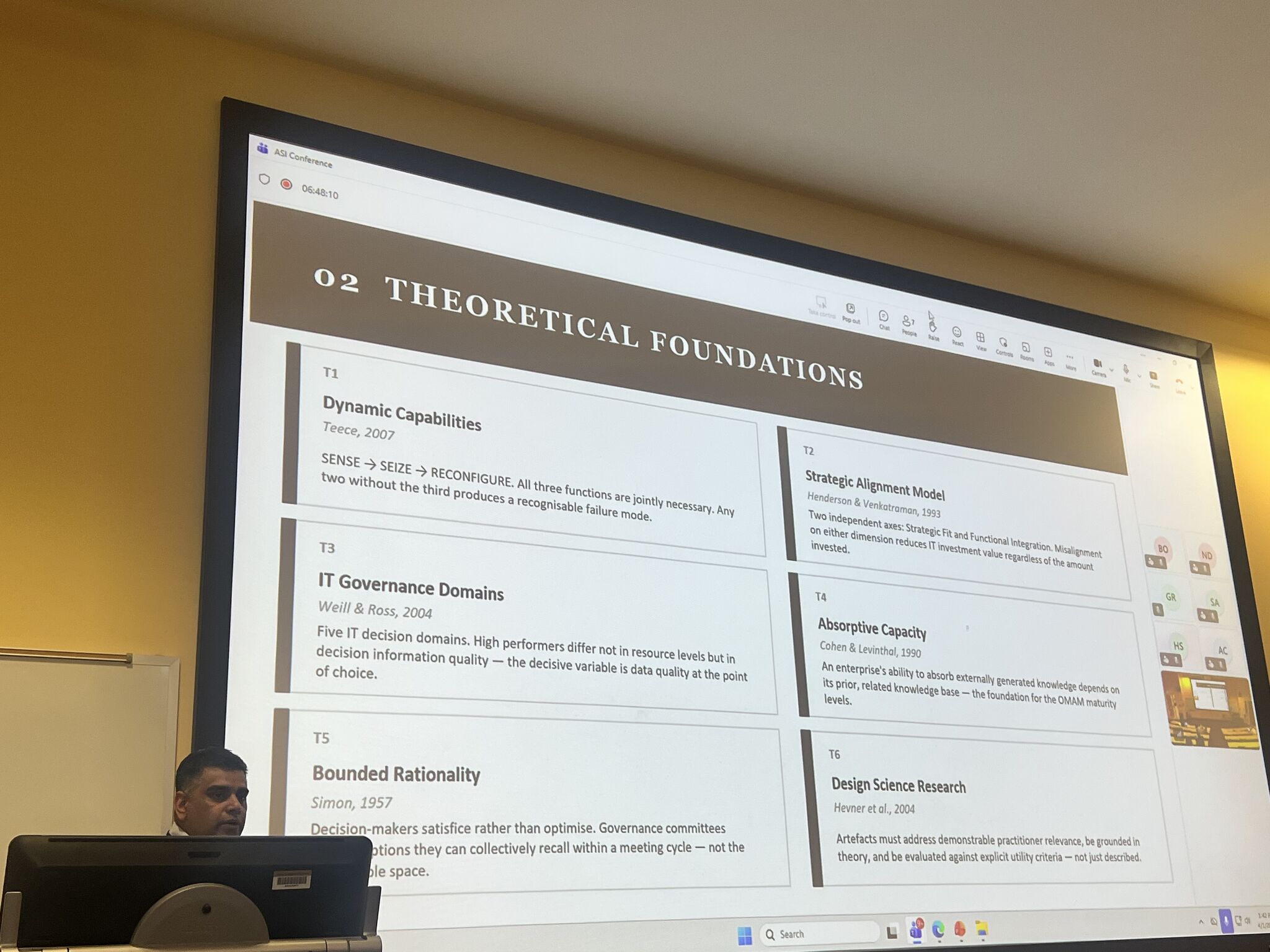 Hemant Soni presenting his research at the podium during the ASI 2026 Conference at Kennesaw State University